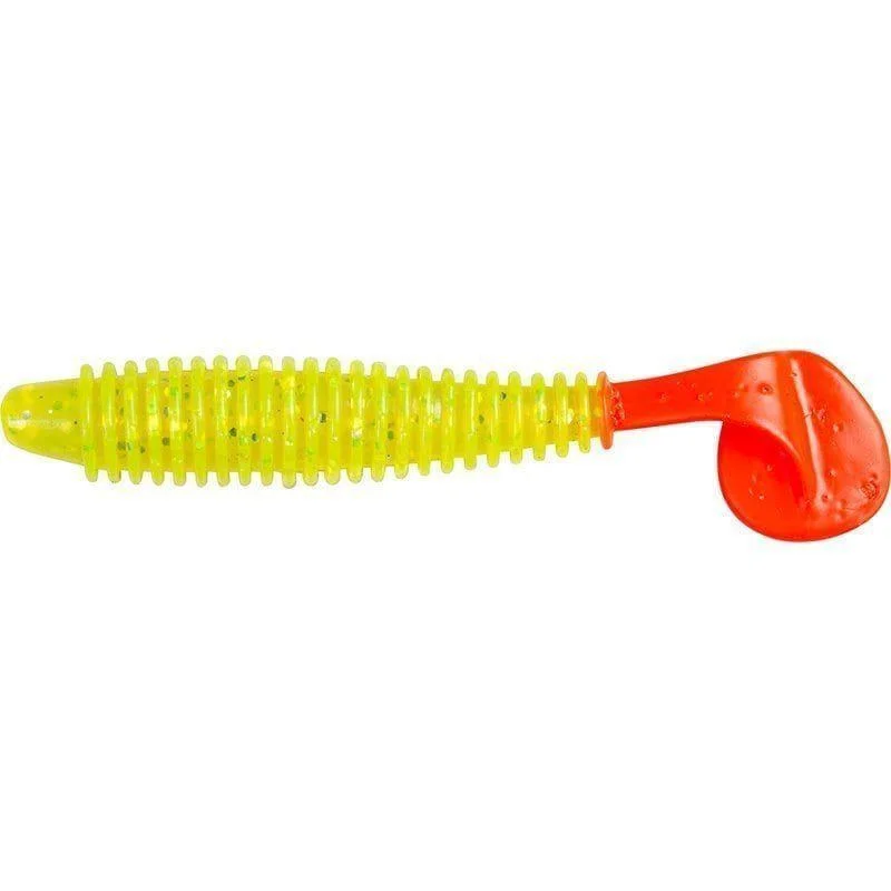 Snabb leverans Ribbed shad 8cm Chartreuse red tail