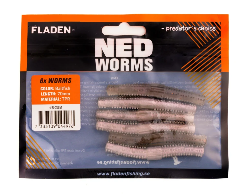 Snabb leverans NED worm 6p 7cm Baitfish