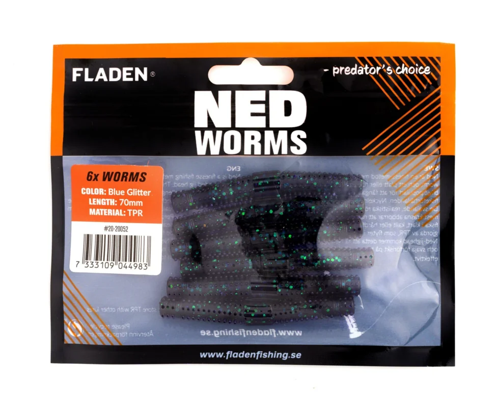 NED worm 6p 7cm Blueglitter Endast idag