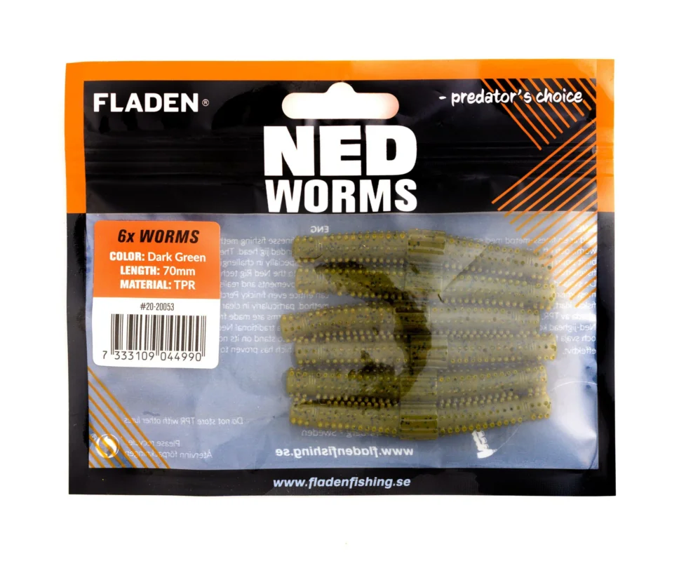 I lager NED worm 6p 7cm Darkgreen