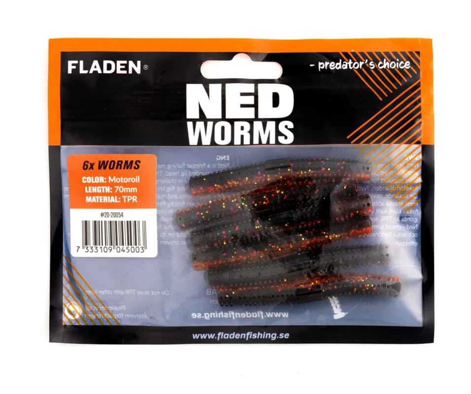 NED worm 6p 7cm Motoroil I lager