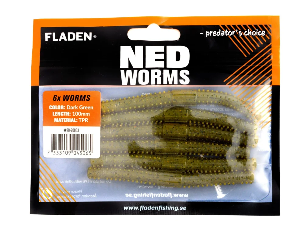 Outlet NED worm 6p 10cm Darkgreen