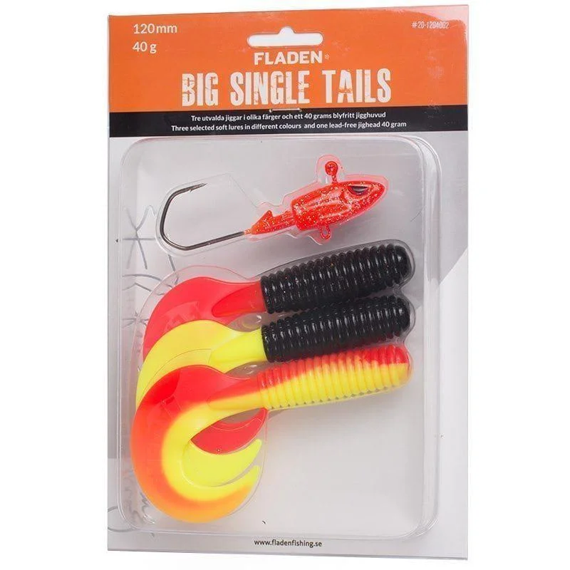 Jiggsortering Big Single Tail 120 mm 3 jiggar, jigghuvud 40gram Rabatter