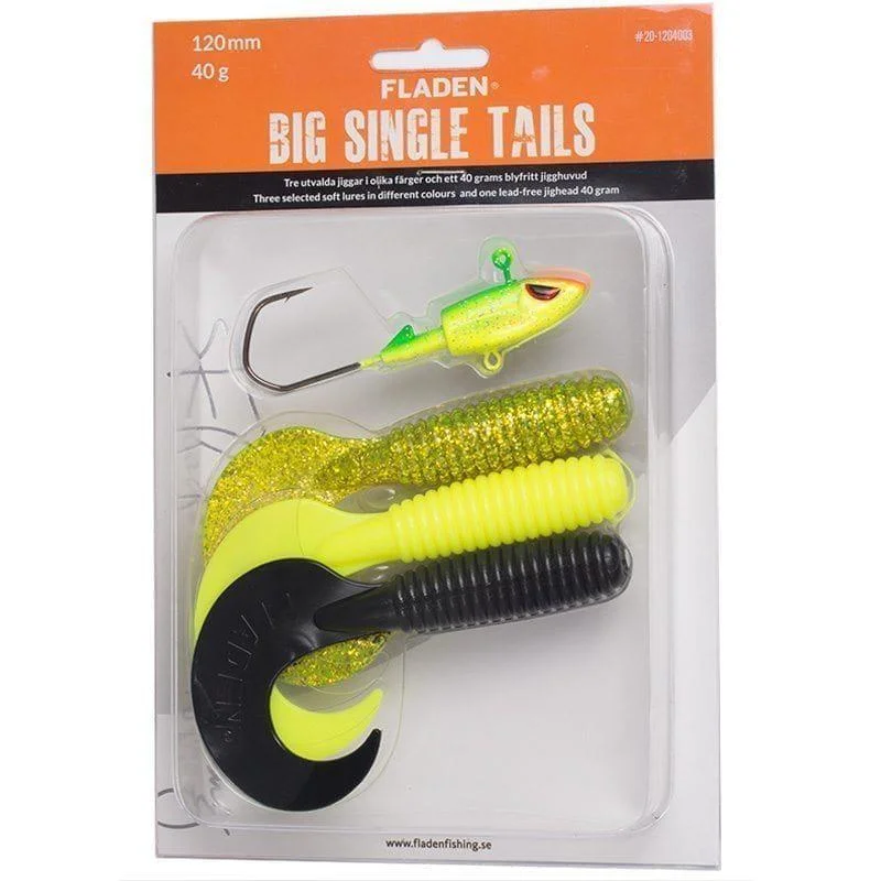 Jiggsortering Big Single Tail 120 mm 3 jiggar, jigghuvud 40gram Bästa pris