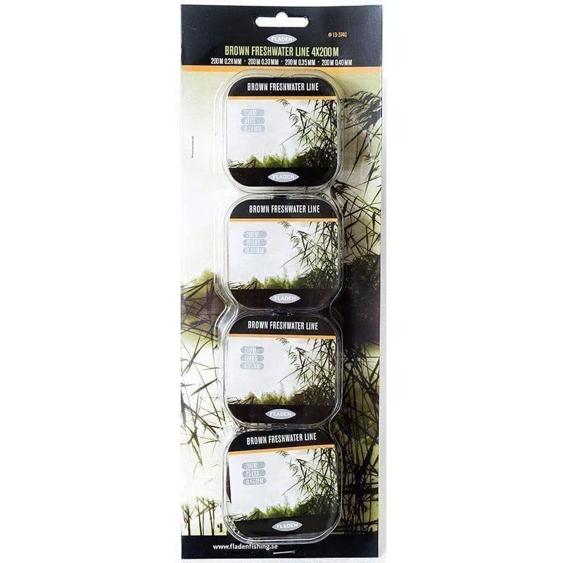 4x200m Brown fresh water line 0.28/30/35 & 0.40mm Trygg betalning