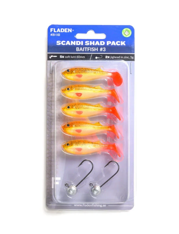 Outlet Maxximus Scandi shad pack Baitfish 6cm goldsilver 5pcs 2p 5g jigheads