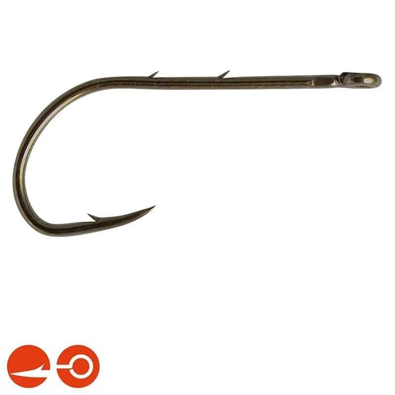 risnedsättning Enkelkrok brons medhulling 100st stl 7/0