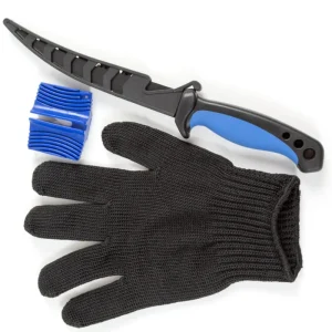 Filet knife 15cm set w knife sharpener and glove Populärt val