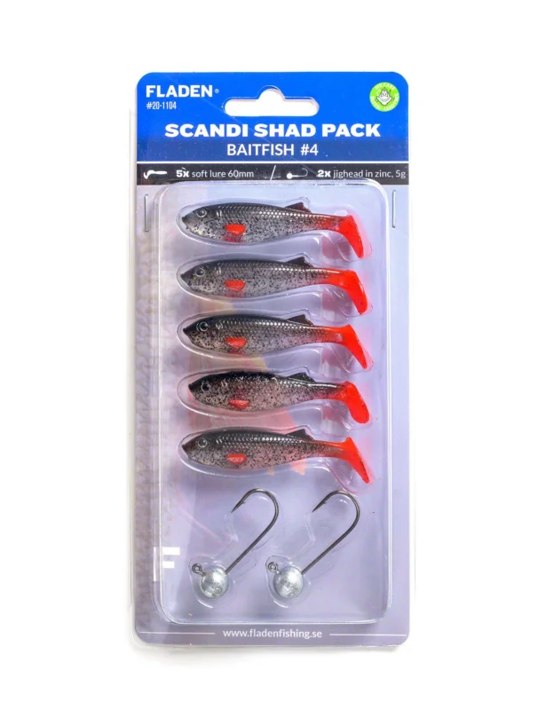 Maxximus Scandi shad pack Baitfish 6cm blacksilver 5pcs 2p 5g jigheads Expressleverans