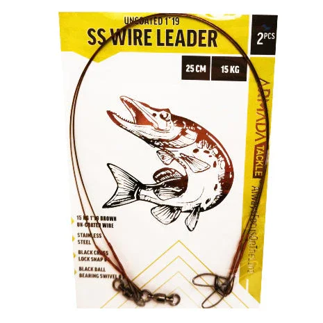 Armada Gäddtafs SS Wire Leader Uncoated 19-trådig 25cm 15kg Kampanj