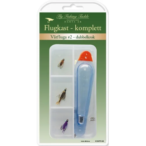 Premium Flugkast Komplett Våtfluga dubbelkrok 2