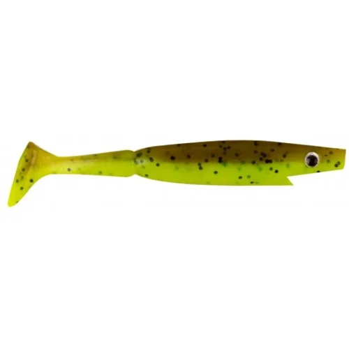 Lågt pris Strike Pro Piglet Shad 10 cm - Brown Chartreuse Flake (6-pack)