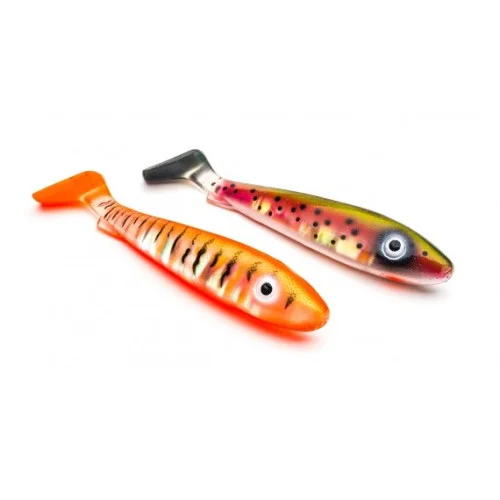 SvartZonker Flash Series McRubber Jr 17cm - Bengal Tiger & Electric Steel Head (2-pack) Kampanjpris