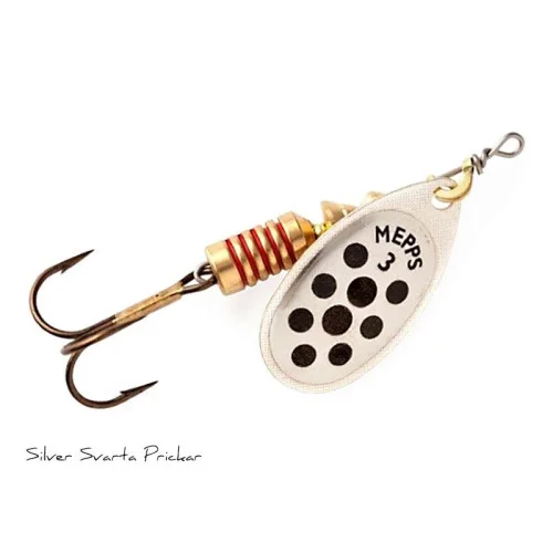 Expressleverans Mepps Aglia med prickar 3 - Silver/Svart