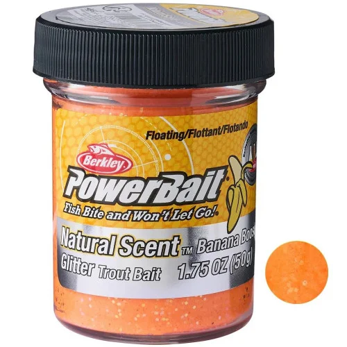 Nedsatt pris Powerbait Natural Scent Glitter Banana - Fluo Orange