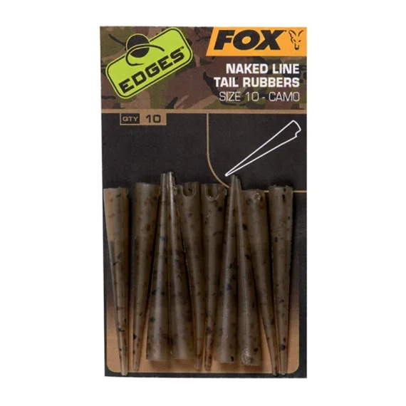 Fox Edges Camo Naked Line Tail Rubbers Size 10 10-pack Handla nu