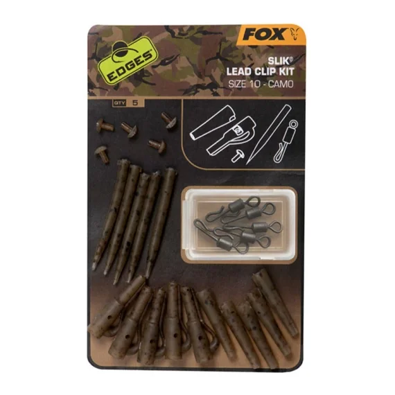 Begränsat erbjudande Fox Edges Camo Slik Lead Clip Kit Size 10 5-pack