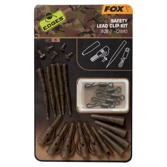 Fox Edges Camo Lead Clip Kit Size 7 5pcs Premium