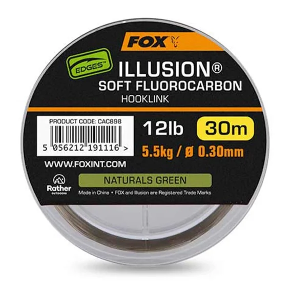 risnedsättning Fox Edges Illusion Soft Fluorocarbon Hooklink 30m