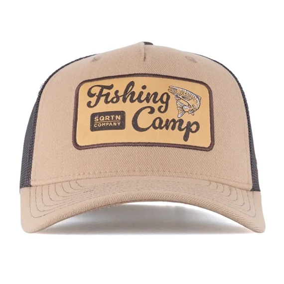SQRTN Fishing Camp Trucker Cap Khaki Rea