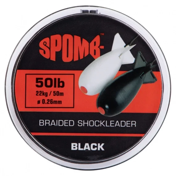 Spomb Braided Leader 22kg/50lb 50m Black I lager