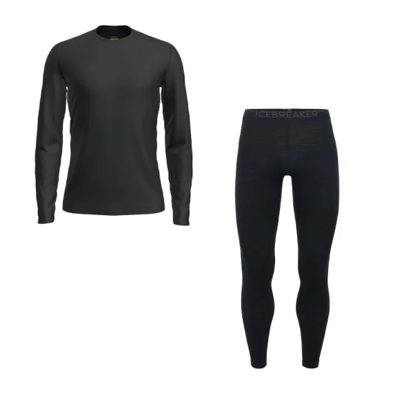 Extra rabatt Icebreaker Mens 200 Oasis LS Crewe & Leggings Black
