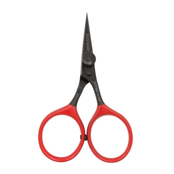 Rea DR Slick SR4BW Black Widow All Purpose Razor Scissor 4'' Bent Shaft Black and Red