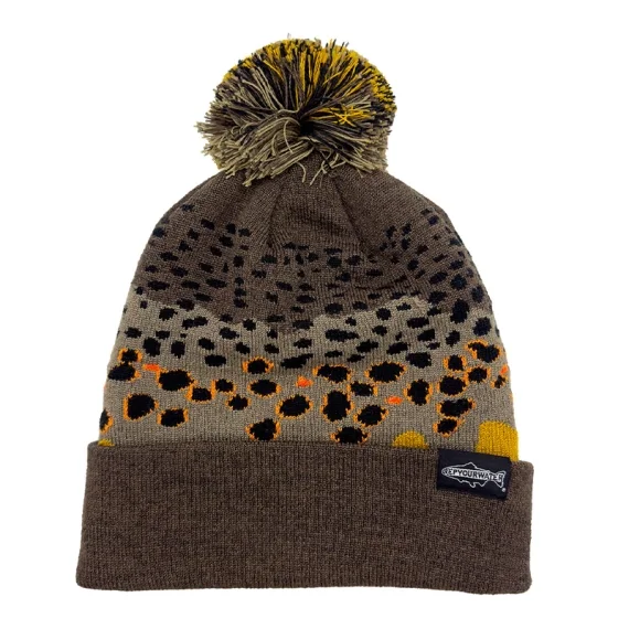 Beställ nu RepYourWater Knit Hat Merino Blend, Pom Pom Brown Trout Skin
