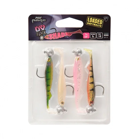 Snabb leverans Fox Rage UV Slick Shad Loaded Mix Packs (4-pack)