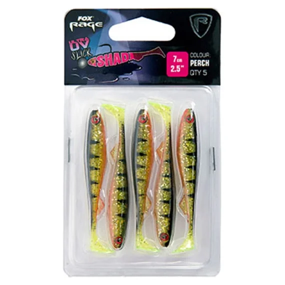 Fri frakt Fox Rage Slick Shad Ultra UV 7 cm 5-pack