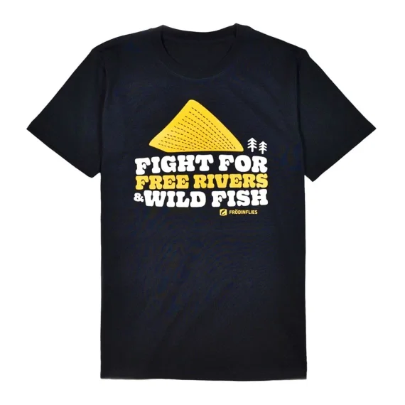 Frödin 'Free Rivers & Wild Fish' Heavyweight T-Shirt - Black Erbjudande