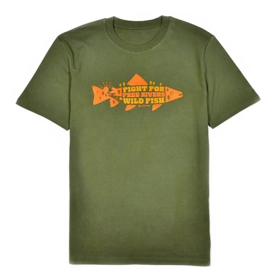 Billigare Frödin 'Free Rivers & Wild Fish' T-Shirt - Khaki Green