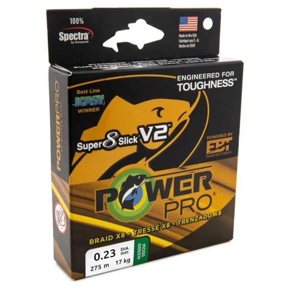 I lager PowerPro Sup 8 Slick V2 Moss Green 275m