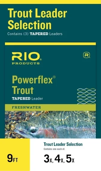 Handla nu Rio Powerflex Trout Taperad Tafs 9ft 3-Pack 3X/4X/5X