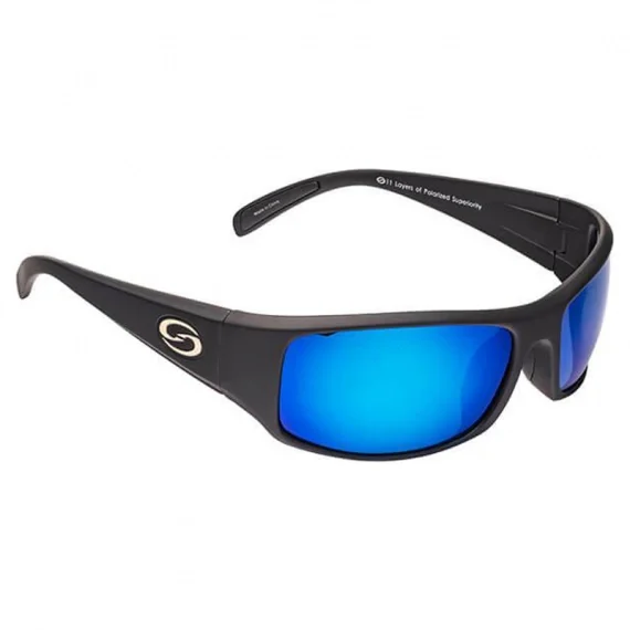 Begränsad tid Strike King S11 Optics Okeechobee Matte Black Frame, Wht/Blue Mirror Gray Base Lens