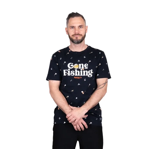 SQRTN Gone Fishing T-shirt Dryfly Black Fynd