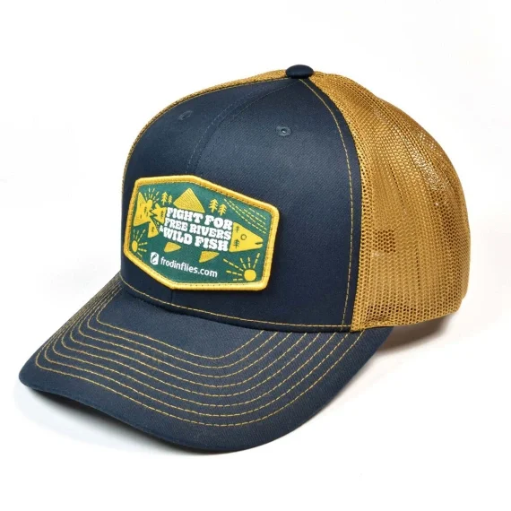Erbjudande Frödin 'Free Rivers & Wild Fish' Trucker Hat – Navy/Caramel
