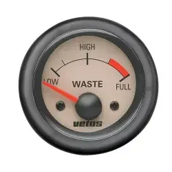 I lager VETUS spildemandsmåler, cremefarvet, 12 Volt, udskæring 52mm