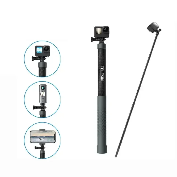 TELESIN kolfiber stick - 3m Monopod för Actionkameror Nedsatt pris