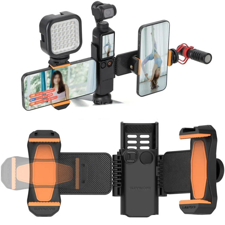 DJI Osmo Pocket 3 Hållare med Dubbel Telefonklämma Premium