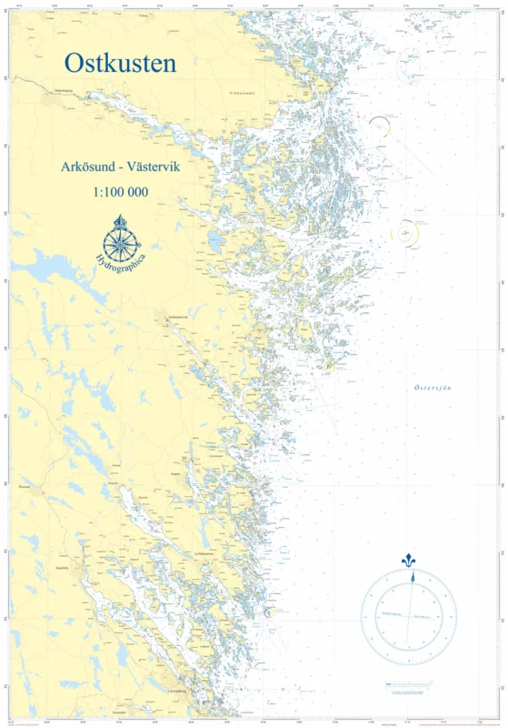 Begränsad tid VÄGGKARTA OSTKUSTEN ARKÖSUND-V-VIK 70X100 OVIKT