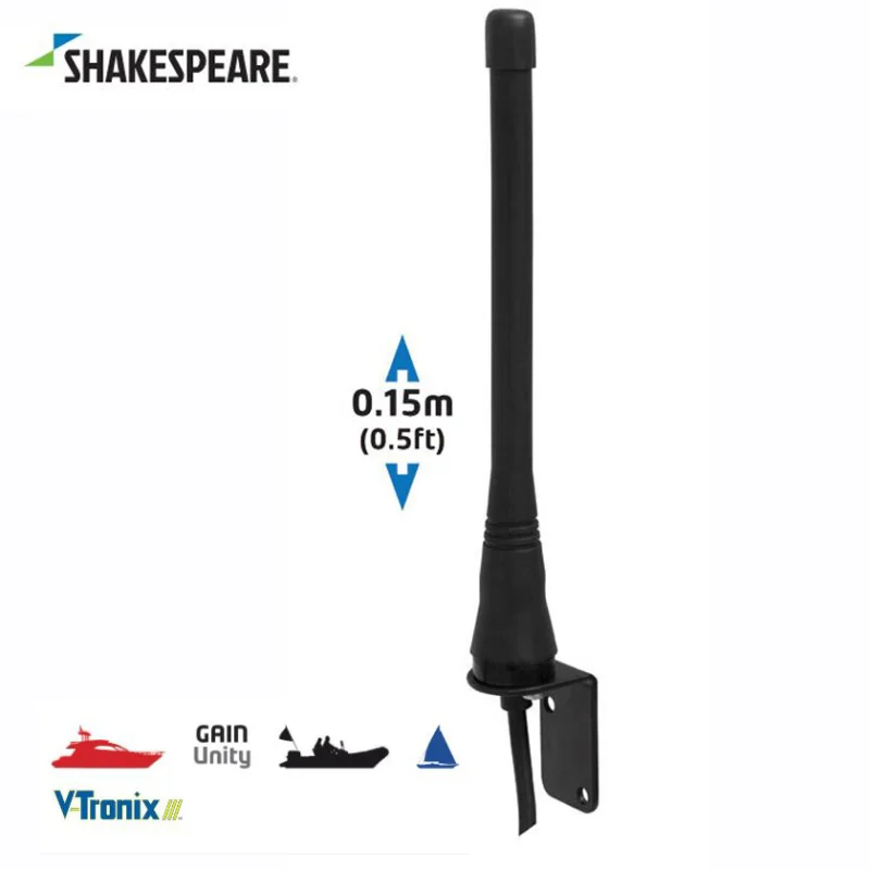 VHF ANTENN SHAKESPEARE HELIFLEX15CM Fri frakt
