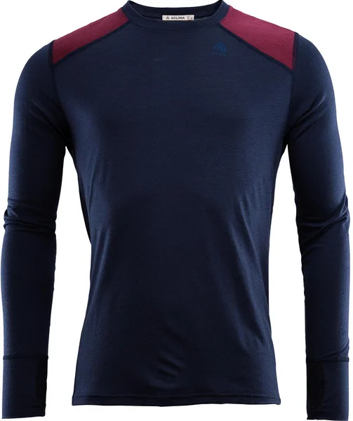 Aclima M's Lightwool Reinforced Crewneck Navy Blazer/Ranger Green/Zinfandel Kundfavorit