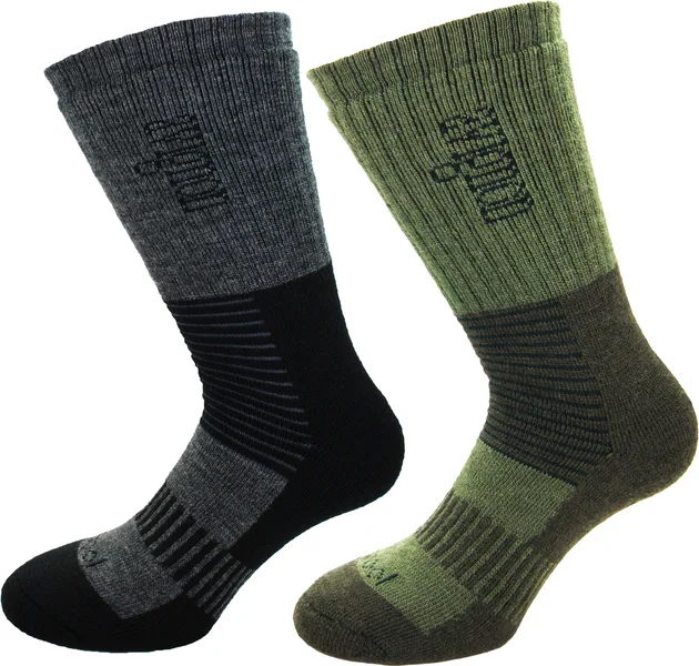 risnedsättning Tjock Merinoullsocka 2-pack Grön/Grå