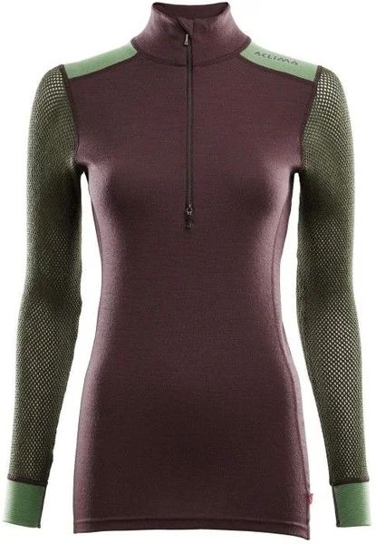 Populär Aclima W's WoolNet Hybrid Mockneck Fudge/Dill/Olive Night