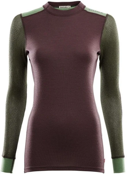 Premium Aclima W's WoolNet Hybrid Crewneck Fudge/Dill/Olive Night