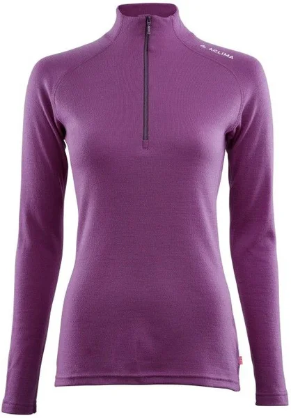 Aclima W's WarmWool Mockneck w/zip Sunset Purple Nedsatt pris