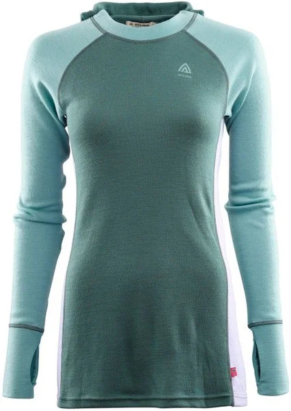 Aclima W's WarmWool Hood Sweater North Atlantic / Reef Waters / Purple Rose Fri frakt