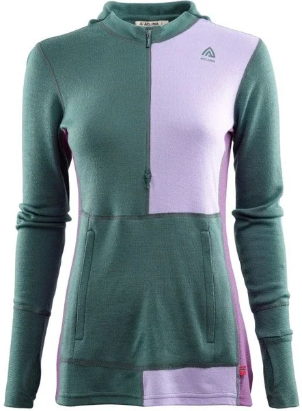 Aclima W's WarmWool Hood Sweater w/zip North Atlantic /Purple Rose / Sunset Purple Erbjudandepris