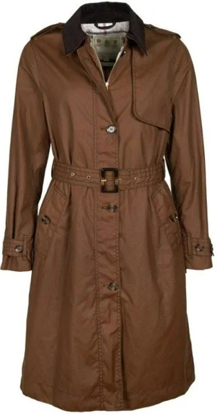 W's Pastoral Wax Trenchcoat Bark/Hessian Tartan Populär